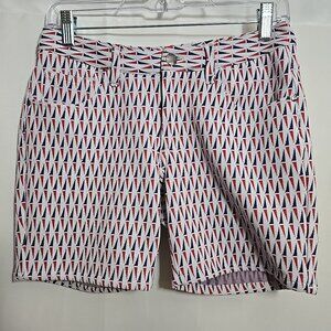 ST33LE Shorts Mens Size 28 Geometric 6" Inseam Stretch 5-Pocket Red White Blue